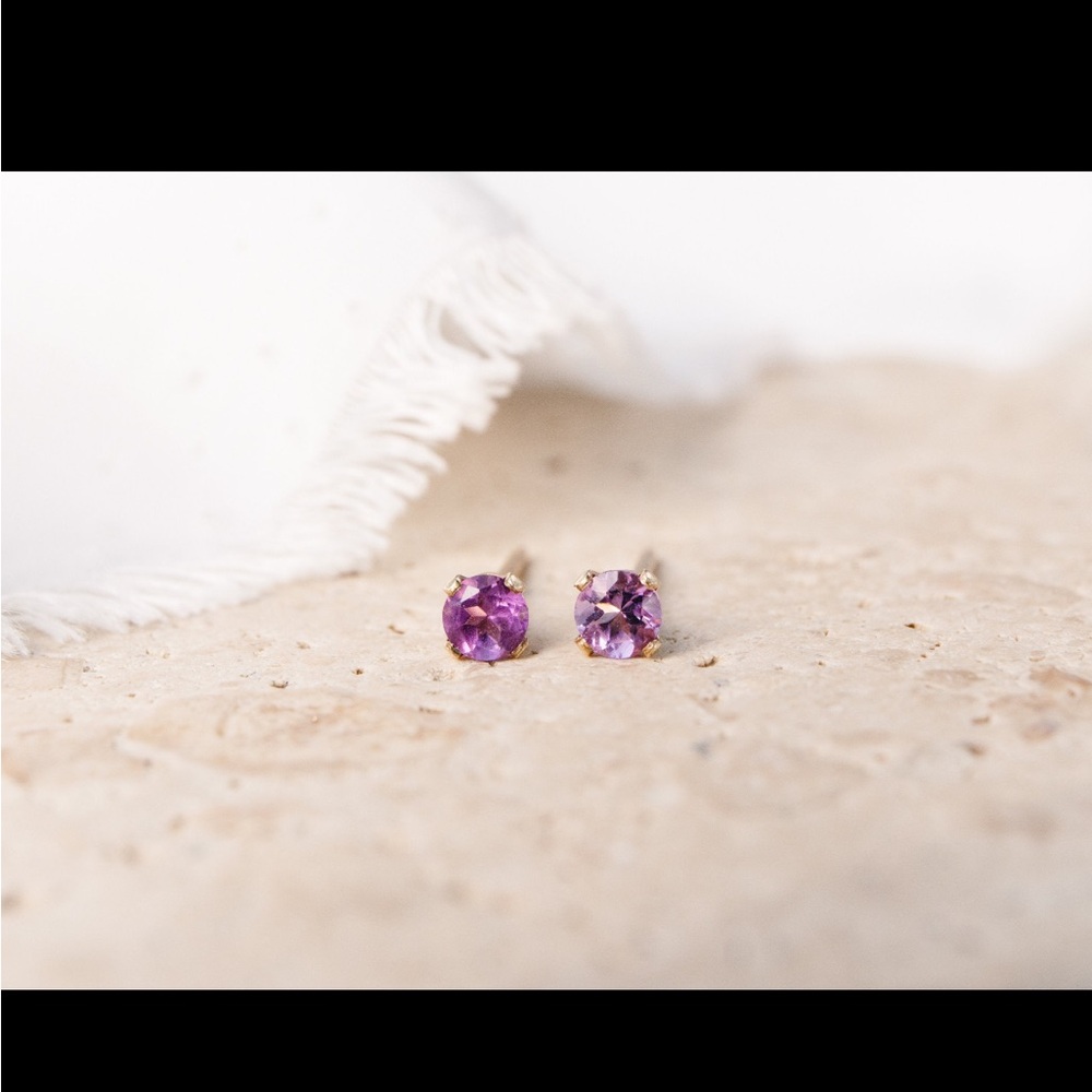 Tiny Amethyst Studs 3mm Goldfilled - image 1